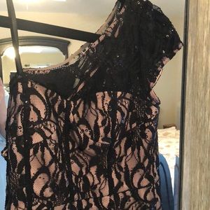 One shoulder lace cocktail dress